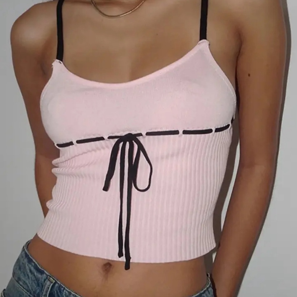 Pink Knitted Cami with bow